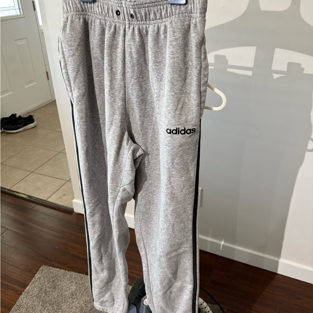 Adidas Gray Sweatpants Relaxed Fit Cotton-Blend